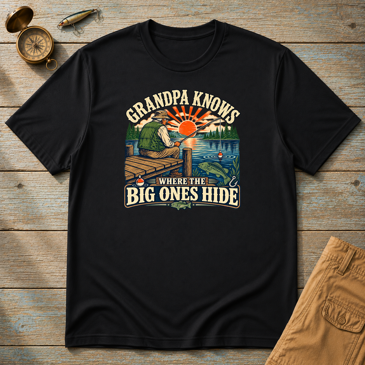 Grandpa Knows Where The Big Ones Hide T-Shirt