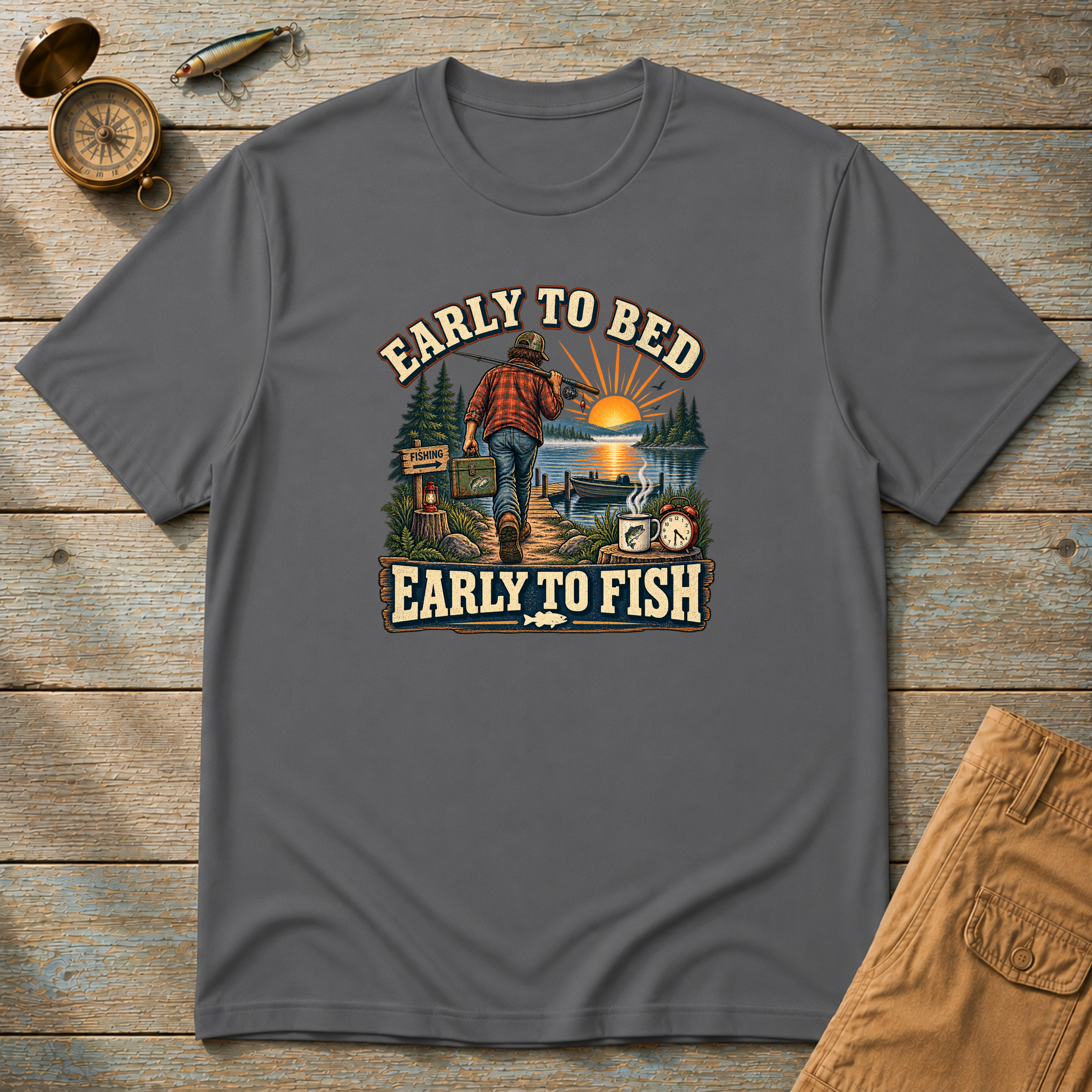 Early To Bed, Early To Fish T-Shirt