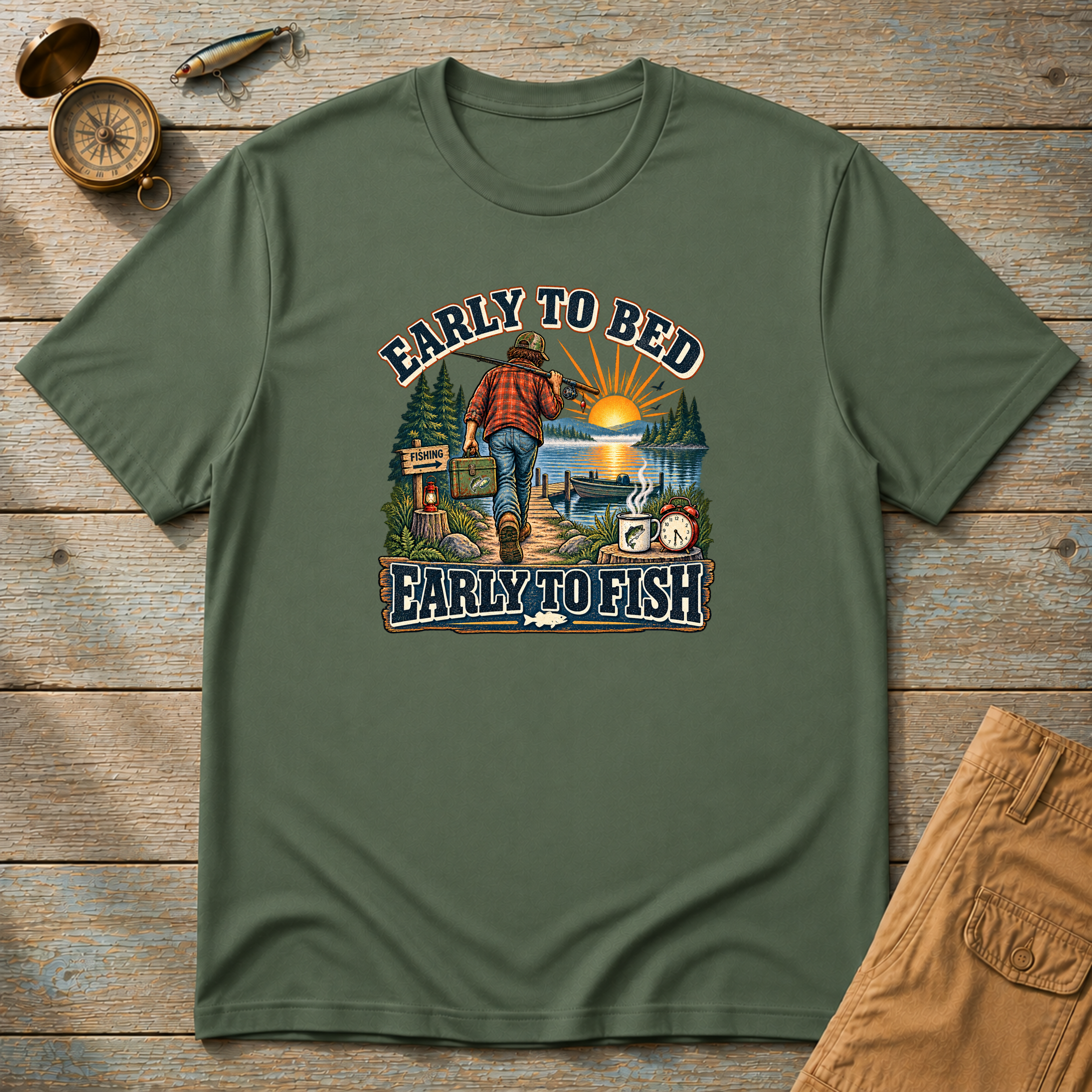 Early To Bed, Early To Fish T-Shirt