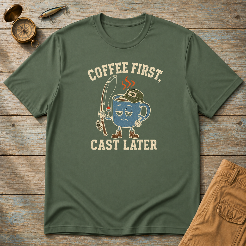 Coffee First Cast Later T-Shirt