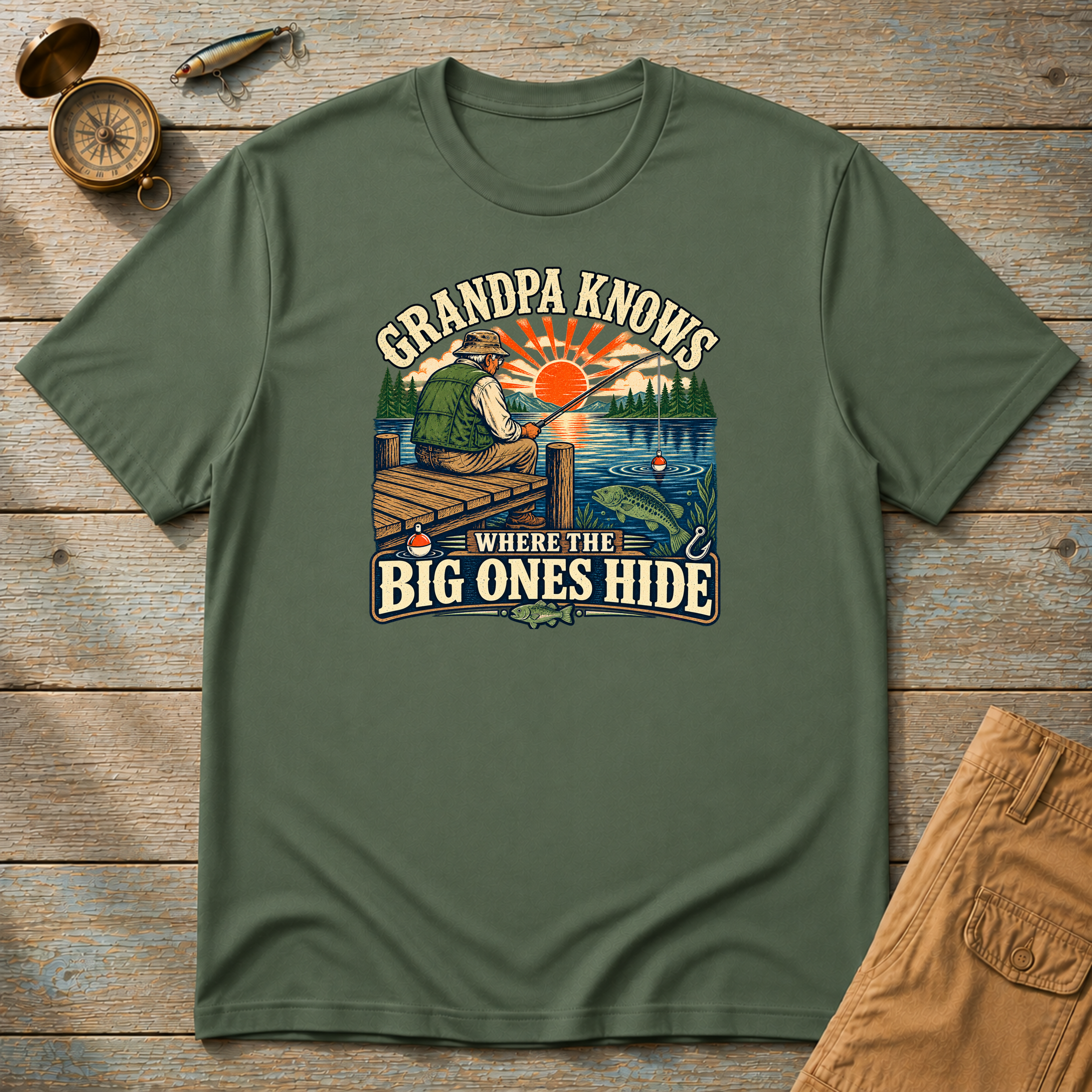 Grandpa Knows Where The Big Ones Hide T-Shirt