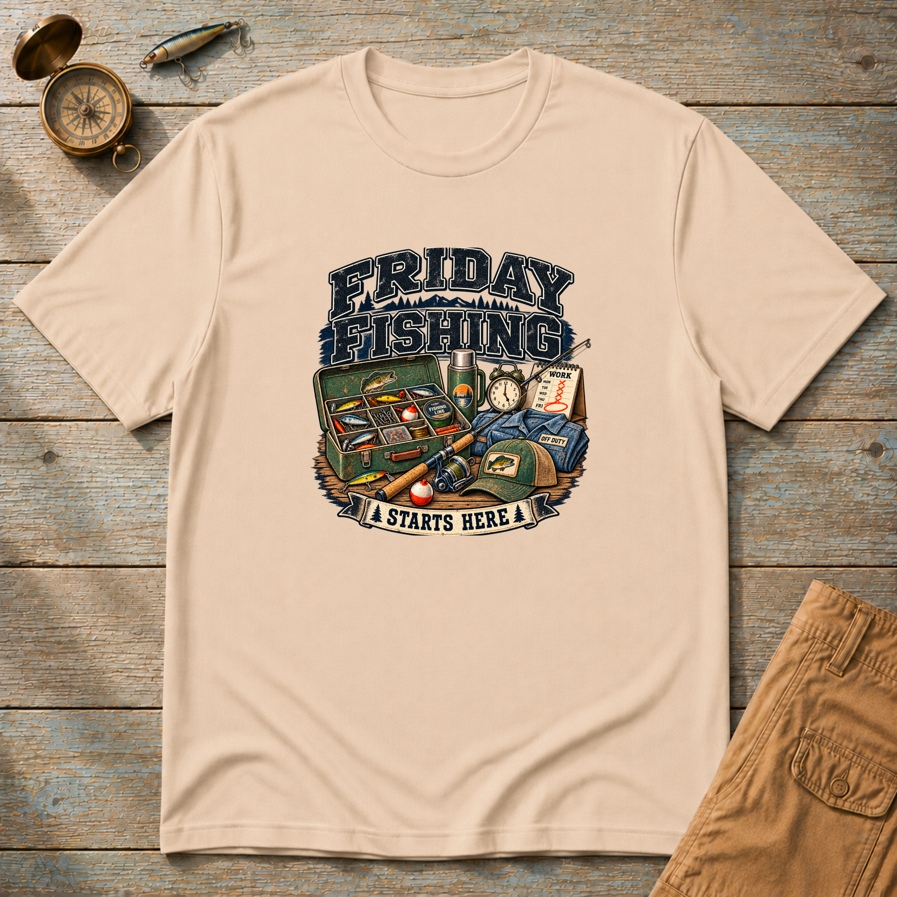 Friday Fishing Starts Here T-Shirt