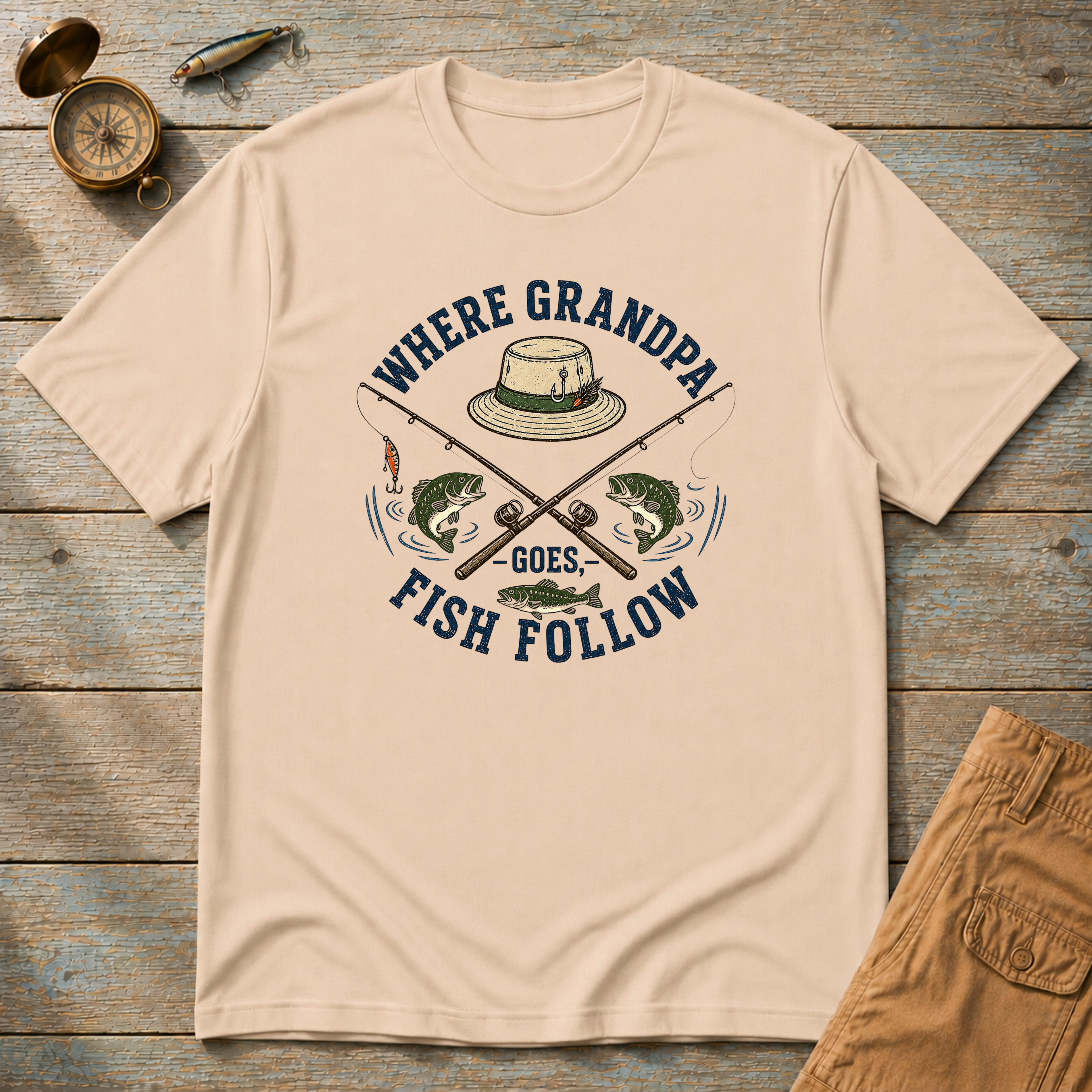 Where Grandpa Goes Fish Follows T-Shirt