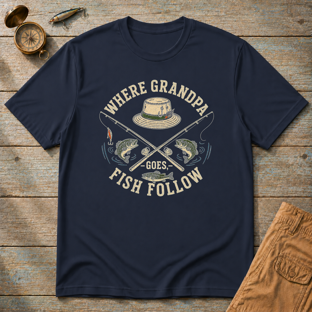 Where Grandpa Goes Fish Follows T-Shirt
