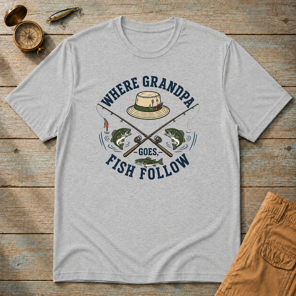 Where Grandpa Goes Fish Follows T-Shirt