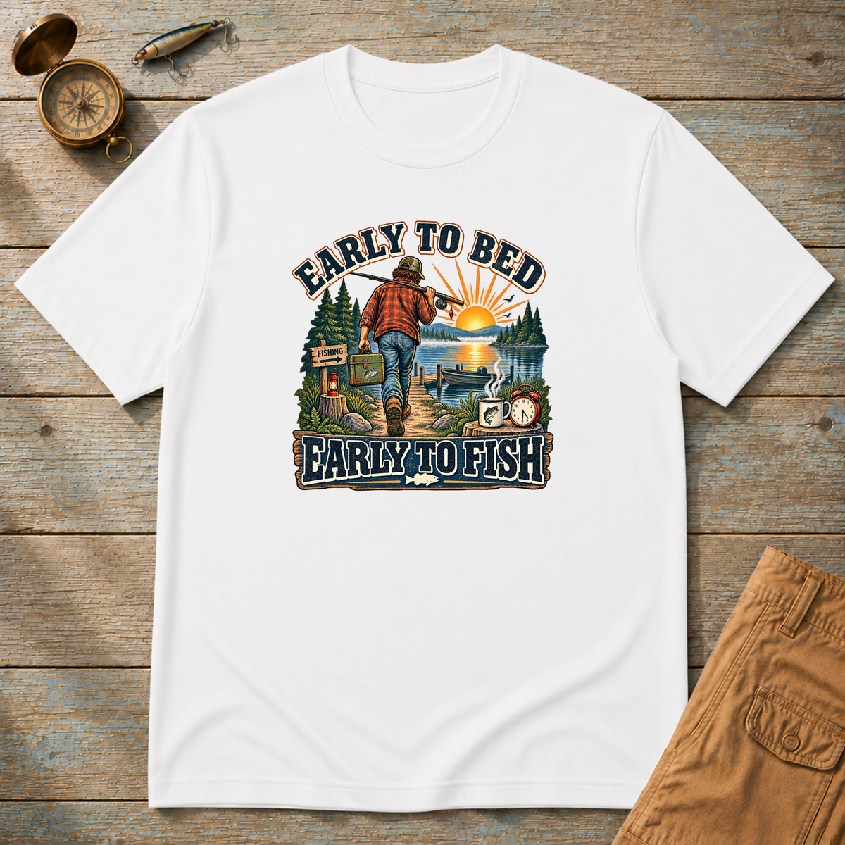 Early To Bed, Early To Fish T-Shirt