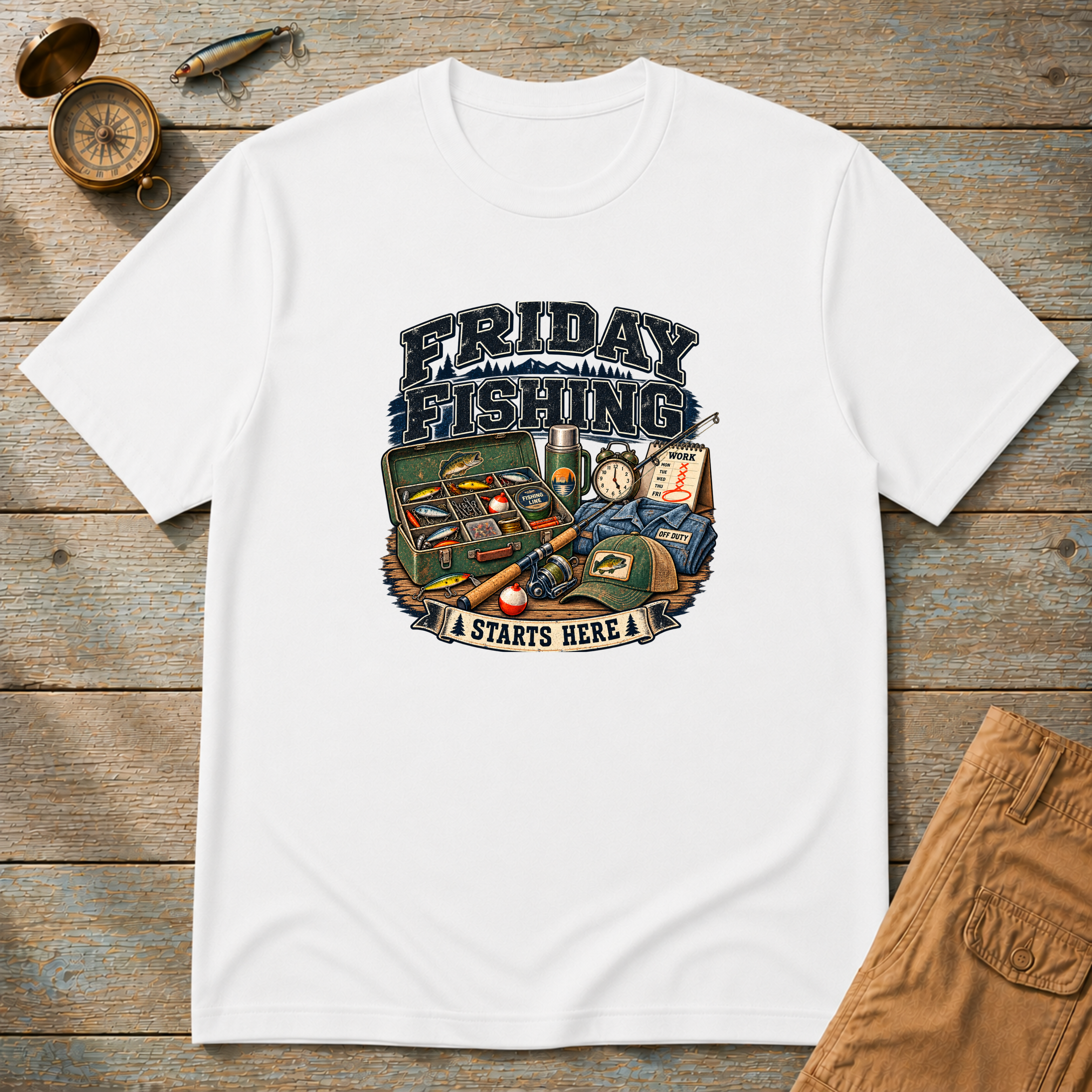 Friday Fishing Starts Here T-Shirt